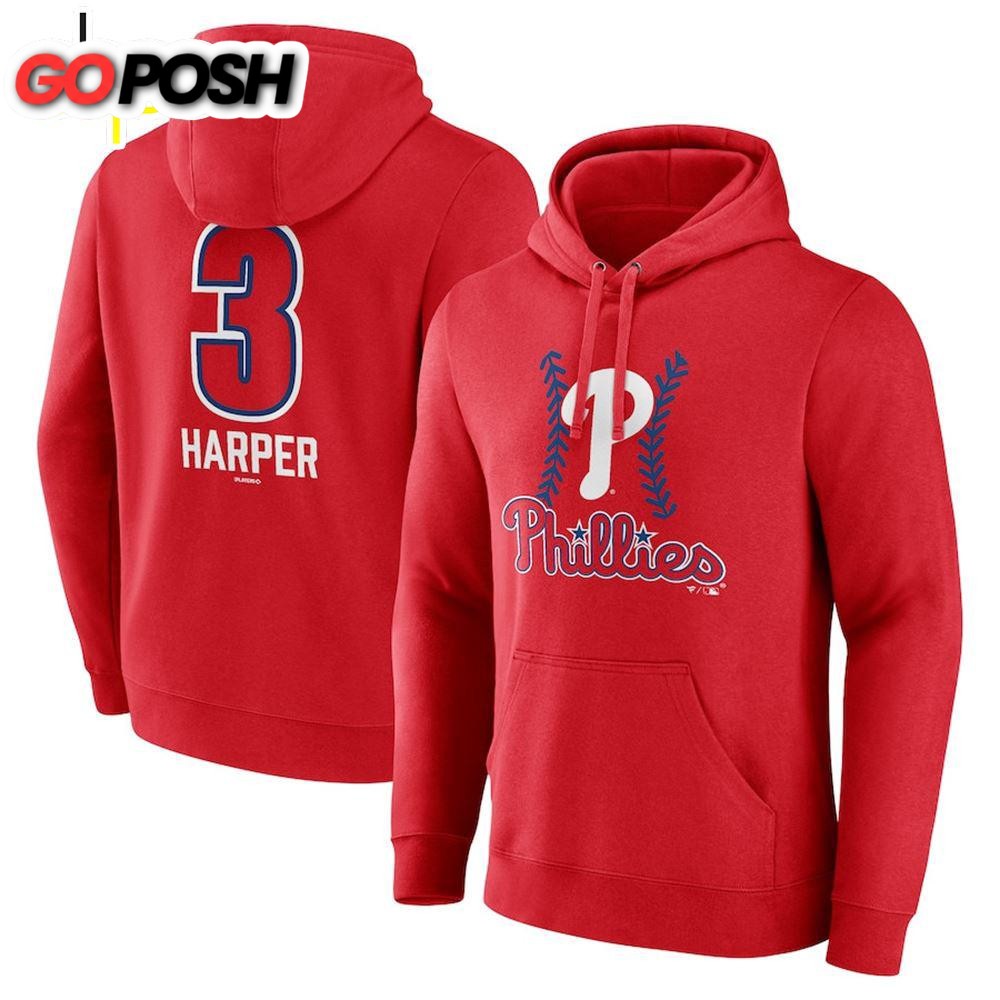 Philadelphia Phillies Bryce Harper Red Fastball Player Pullover Hoodie