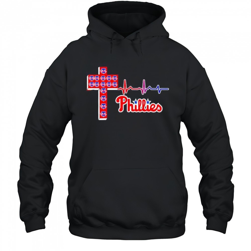 Philadelphia Phillies logo Christian cross heartbeat shirt