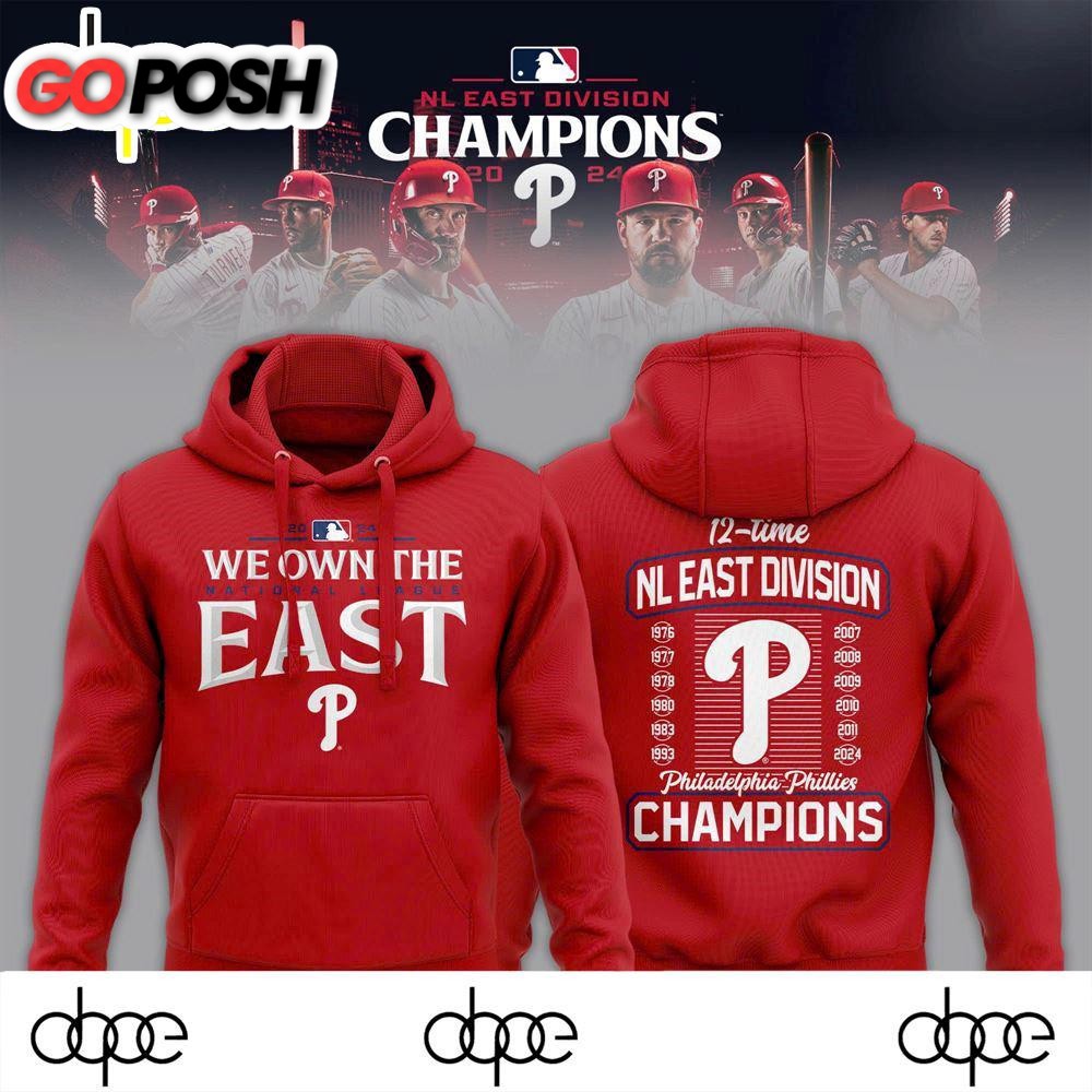 Philadelphia Phillies Red 2024 NL East Division Champions Locker Room Hoodie
