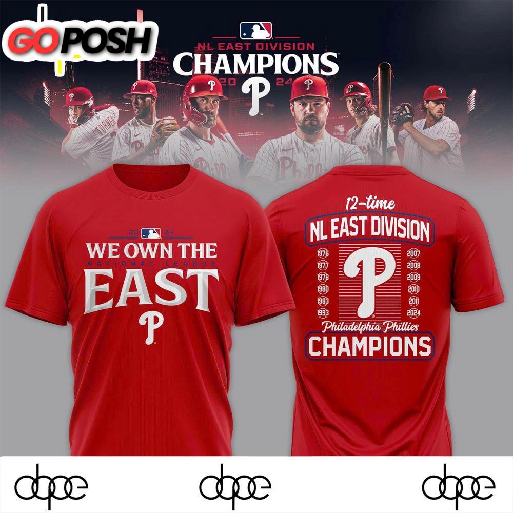 Philadelphia Phillies Red 2024 NL East Division Champions Locker Room T-Shirt