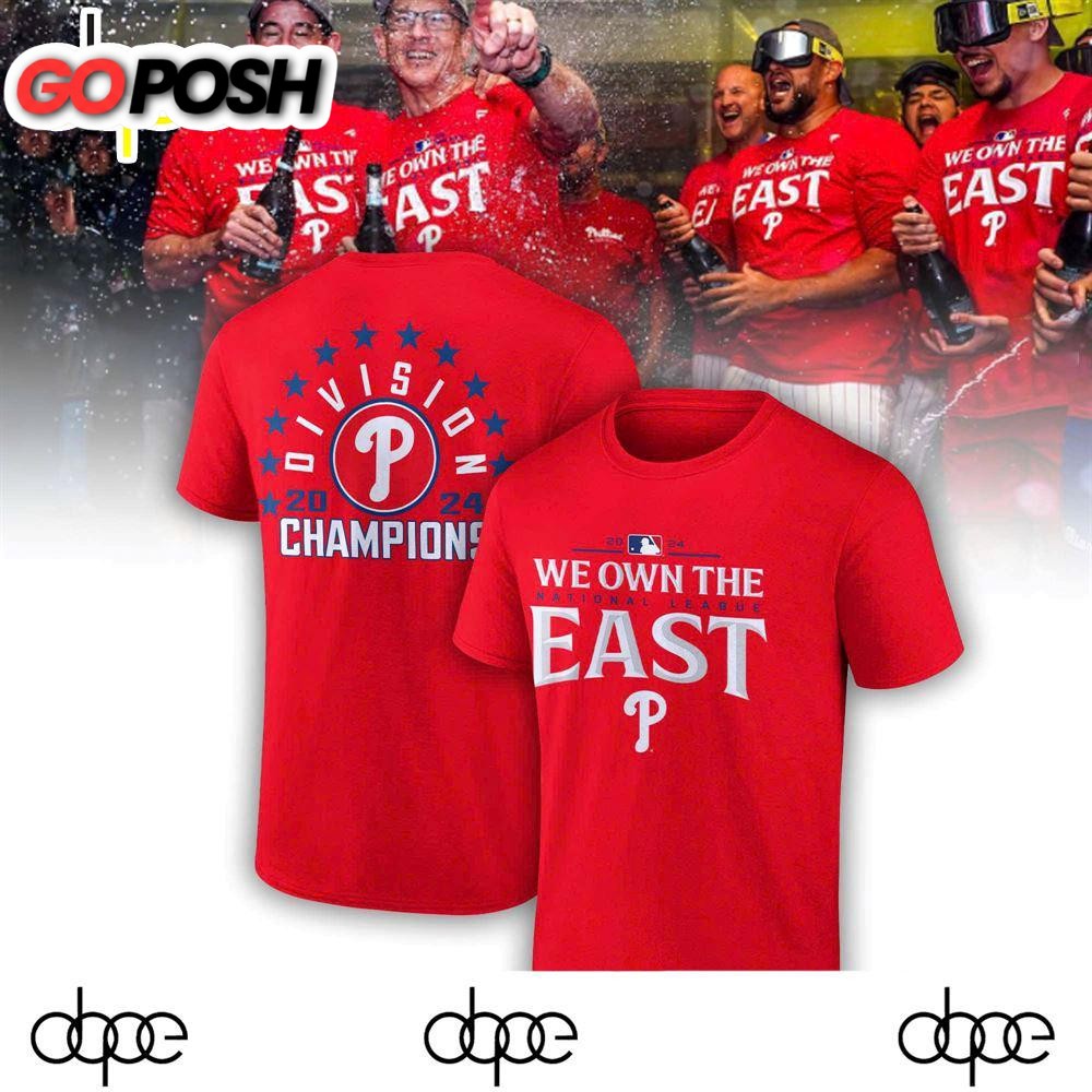 Philadelphia Phillies Red 2024 NL East Division Champions Locker Room T-Shirt Unisex