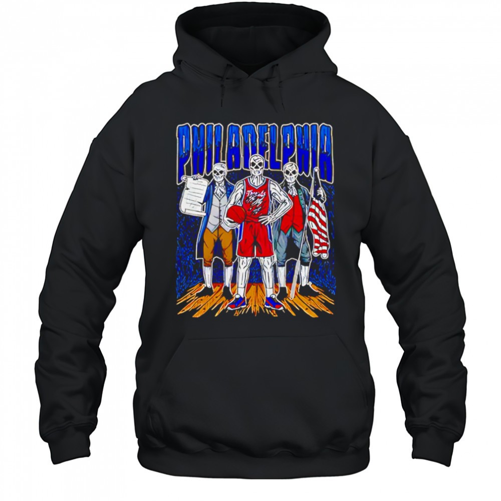 Philadelphia Skeleton Basketball Player with Founding Fathers shirt