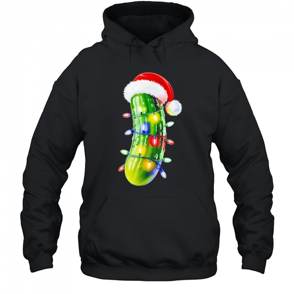 Pickle Santa hat Christmas Lights Xmas shirt