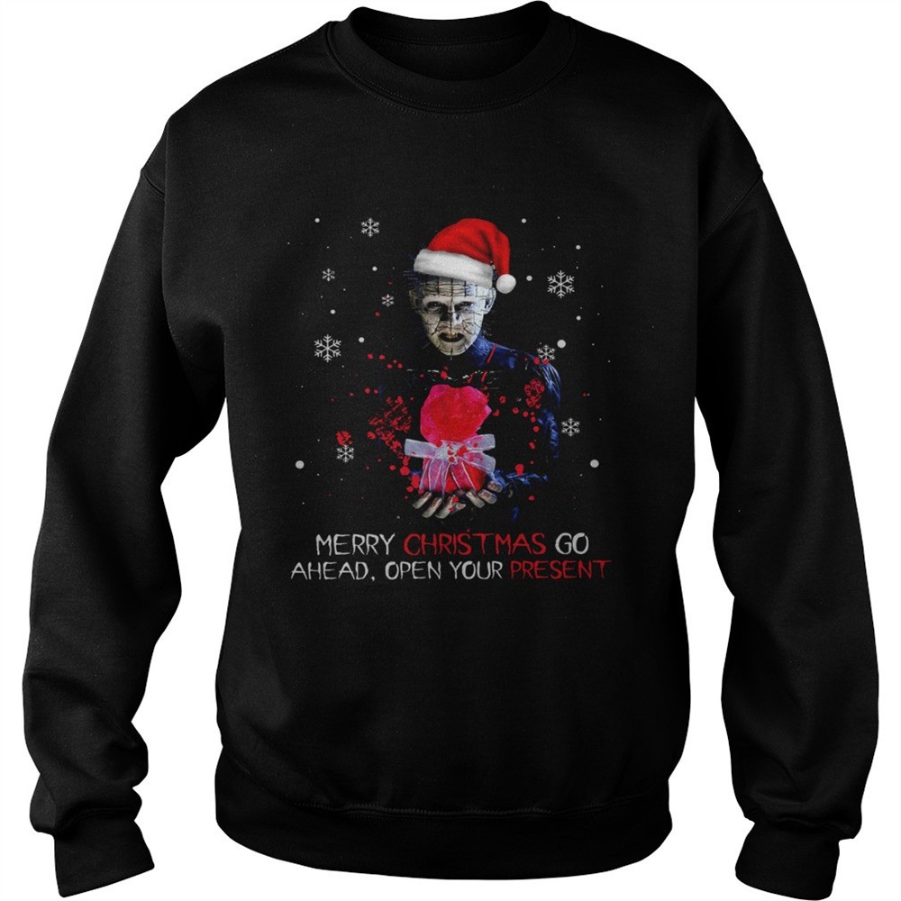 Pinhead merry christmas go ahead open your present christmas shirt
