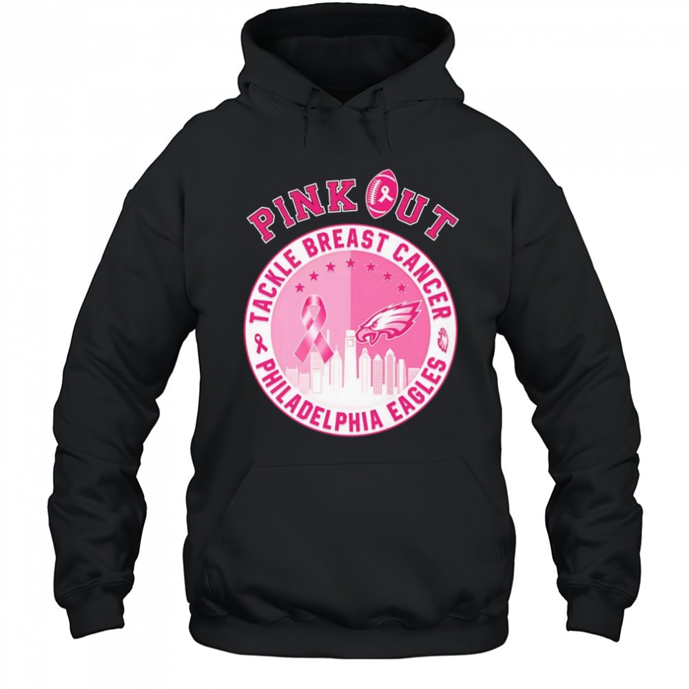 Pink out tackle Breast Cancer Philadelphia Eagles skyline shirt