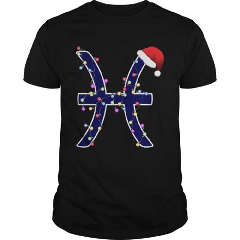 pisces-zodiac-sign-in-christmas-lights-and-santas-hat-t-shirt-kqucsohq Pisces Zodiac Sign In Christmas Lights And Santas Hat T Shirt