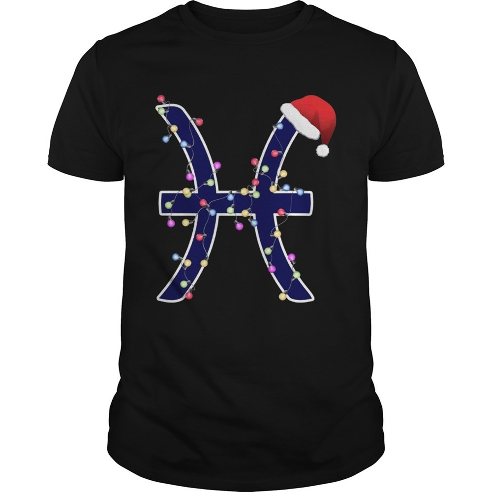pisces-zodiac-sign-in-christmas-lights-and-santas-hat-t-shirt-kqucsohq Pisces Zodiac Sign In Christmas Lights And Santas Hat T Shirt