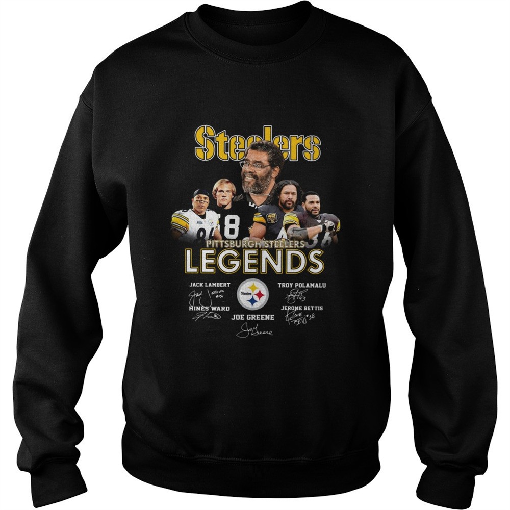 Pittsburgh Steelers Legends Jack Lambert Troy Polamalu Hines Ward Joe Greene Jerome Bettis signatur shirt