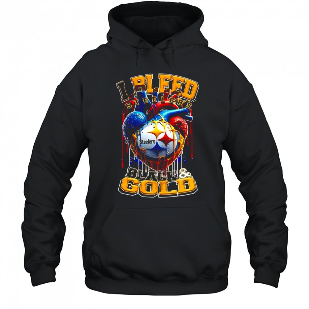 Pittsburgh Steelers NFL I bleed Steelers black and gold heart football lovers shirt