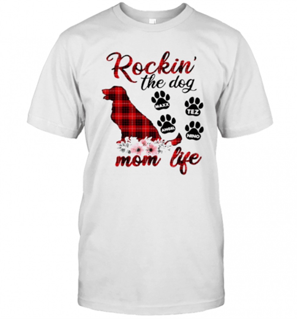 Plaid Rockin The Dog Mom Life T-Shirt