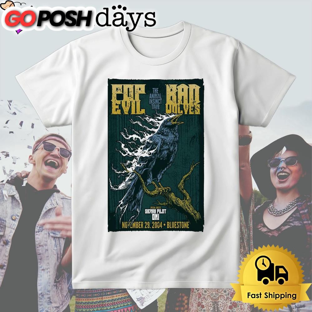 Pop Evil And Bad Wolves Tour At The Animal Insinct In Columbus, OH On Nov 29 2024 T Shirt