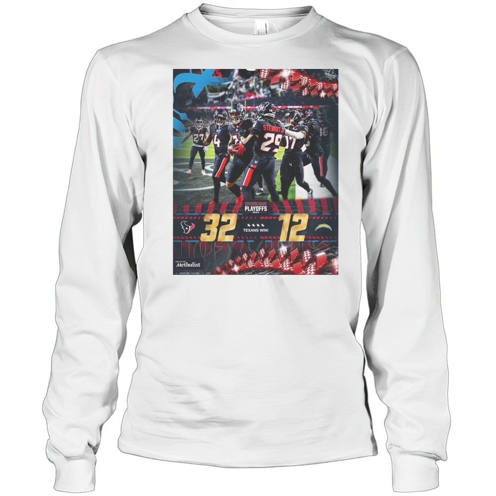poster-houston-texans-win-los-angeles-chargers-32-12-score-h-town-made-playoffs-jv2cixgz Poster Houston Texans Win Los Angeles Chargers 32 12 Score H-Town Made Playoffs 2024 NFL Football Wild Card Round T-shirt