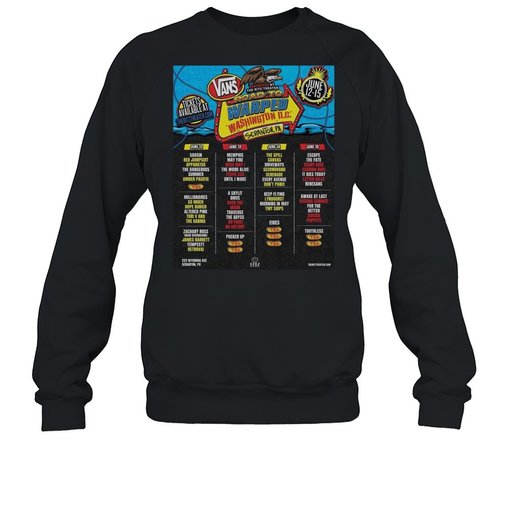 Poster Knotfest Vans Warped Tour Road To Warped Washington DC Scranton PA June 12 15 2025 T-shirt