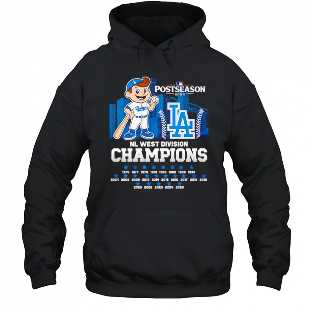 Postseason 2025 NL West Division Champions Los Angeles Dodgers mascot boy shirt
