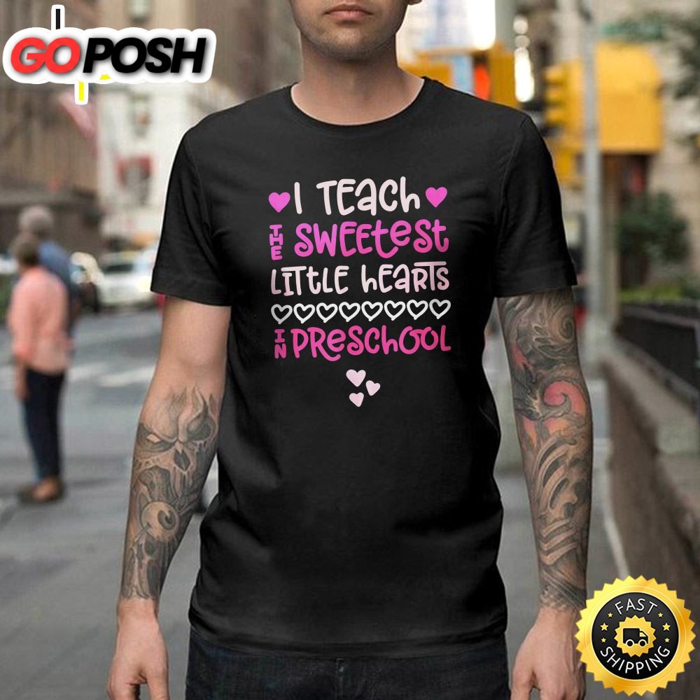 Preschool Teacher Valentine Shirt Cute Hearts Pink Happy Valentines Day Unisex T-shirt