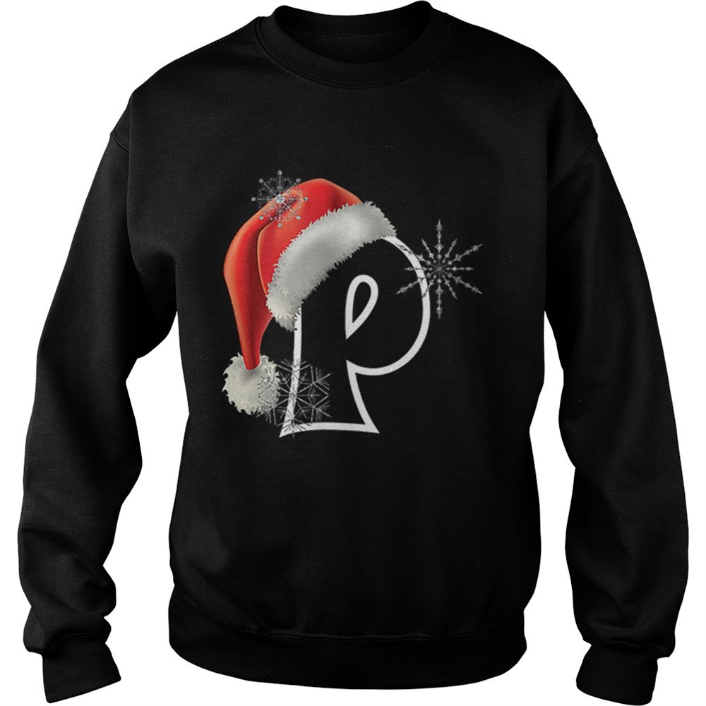 Pretty Cutest Capital Letter P Santa Monogram Christmas Holidays shirt