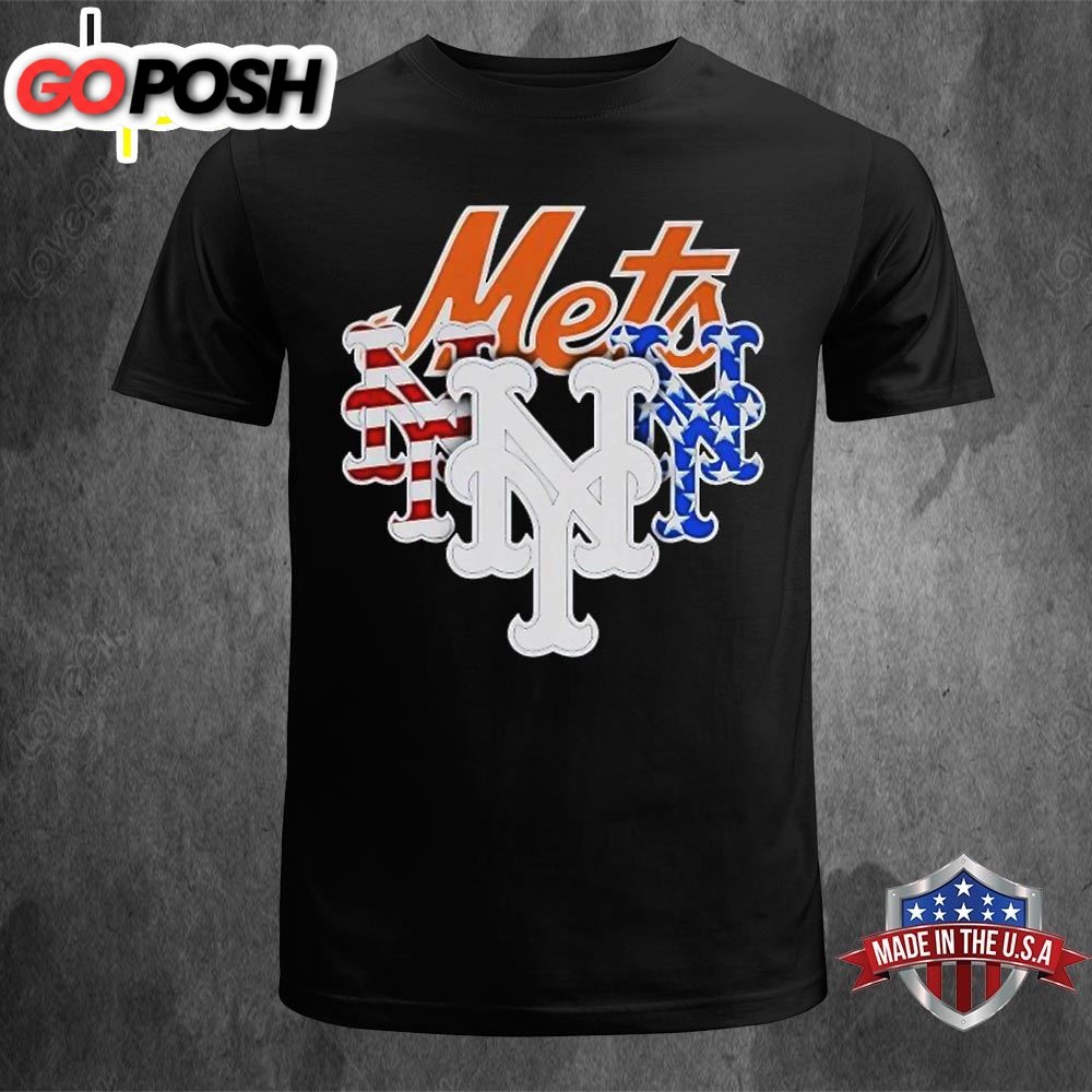 Pretty New York Mets America Flags Celebrating 4th Of July T-Shirt