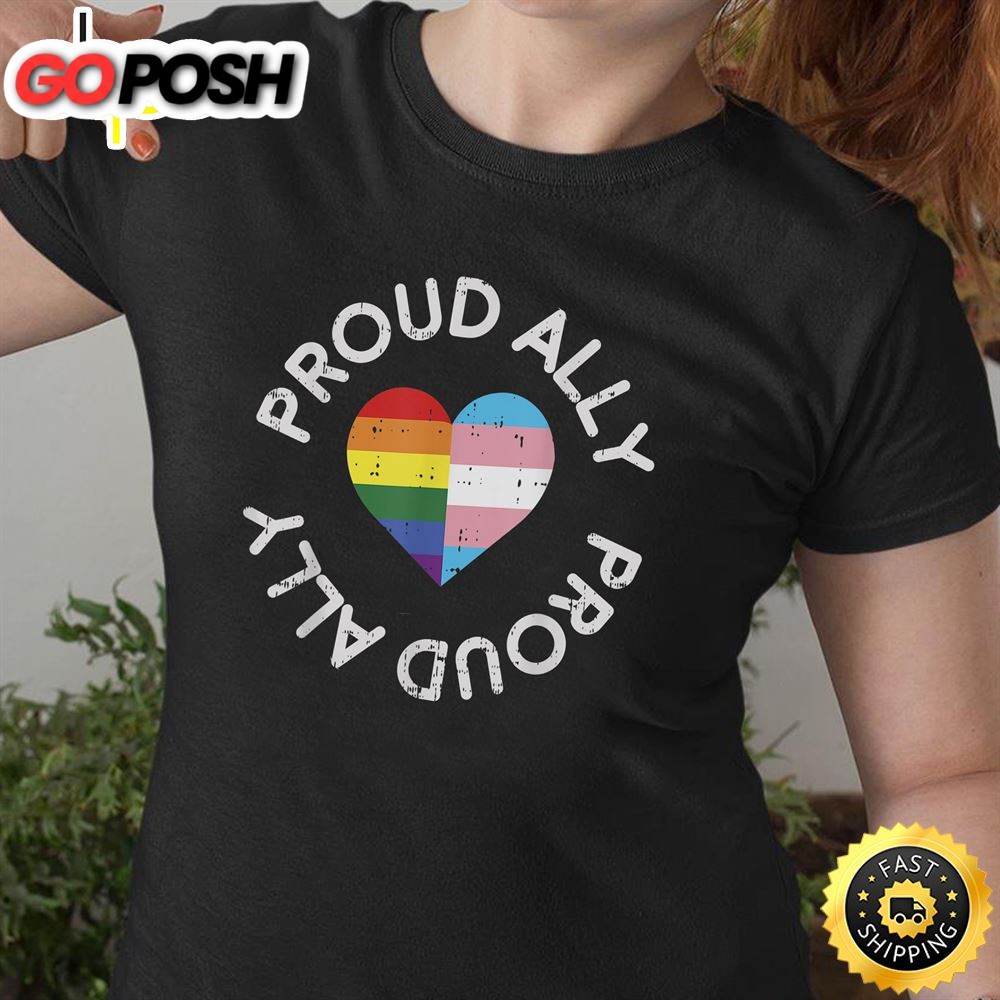 Proud Ally LGBT Cute Gay Transgender Flag Color Support Gift Valentines Day T-shirt
