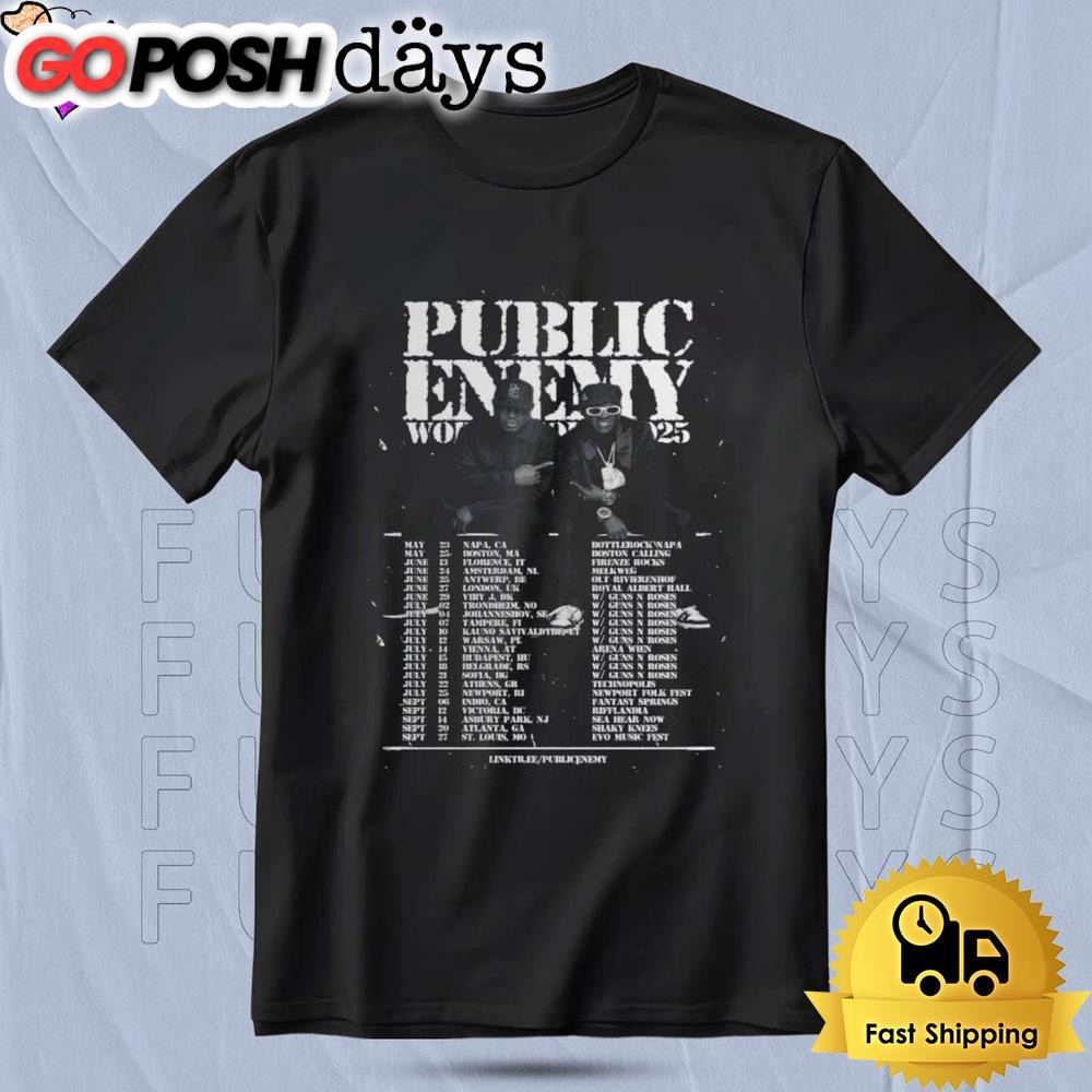 Public Enemy 2025 World Tour T Shirt