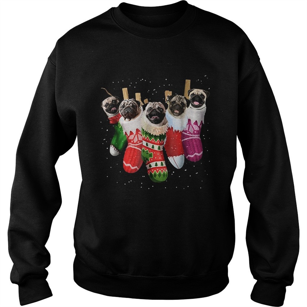 Pug Christmas Socks Funnys Xmas Vintage Cute Gift TShirt