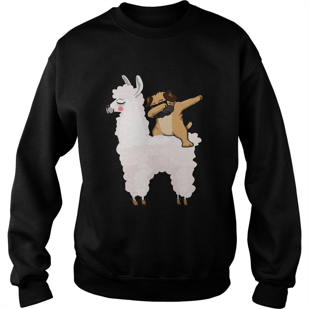 Pug Dabbing Rides Llama Ugly Christmas TShirt