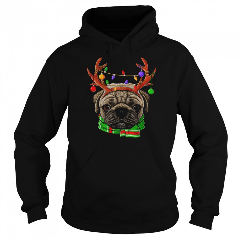 Pug Reindeer Antlers Cute Christmas Dog Xmas Shirt