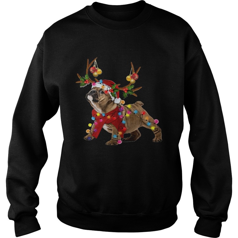 Pug Reindeer Christmas light shirt