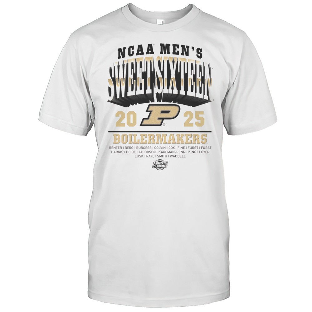 purdue-boilermakers-basketball-2025-ncaa-mens-sweet-sixteen-march-madness-benter-c50vjv4r Purdue Boilermakers Basketball 2025 NCAA Mens Sweet Sixteen March Madness Benter Berg Burgess Colvin Coxi T-shirt
