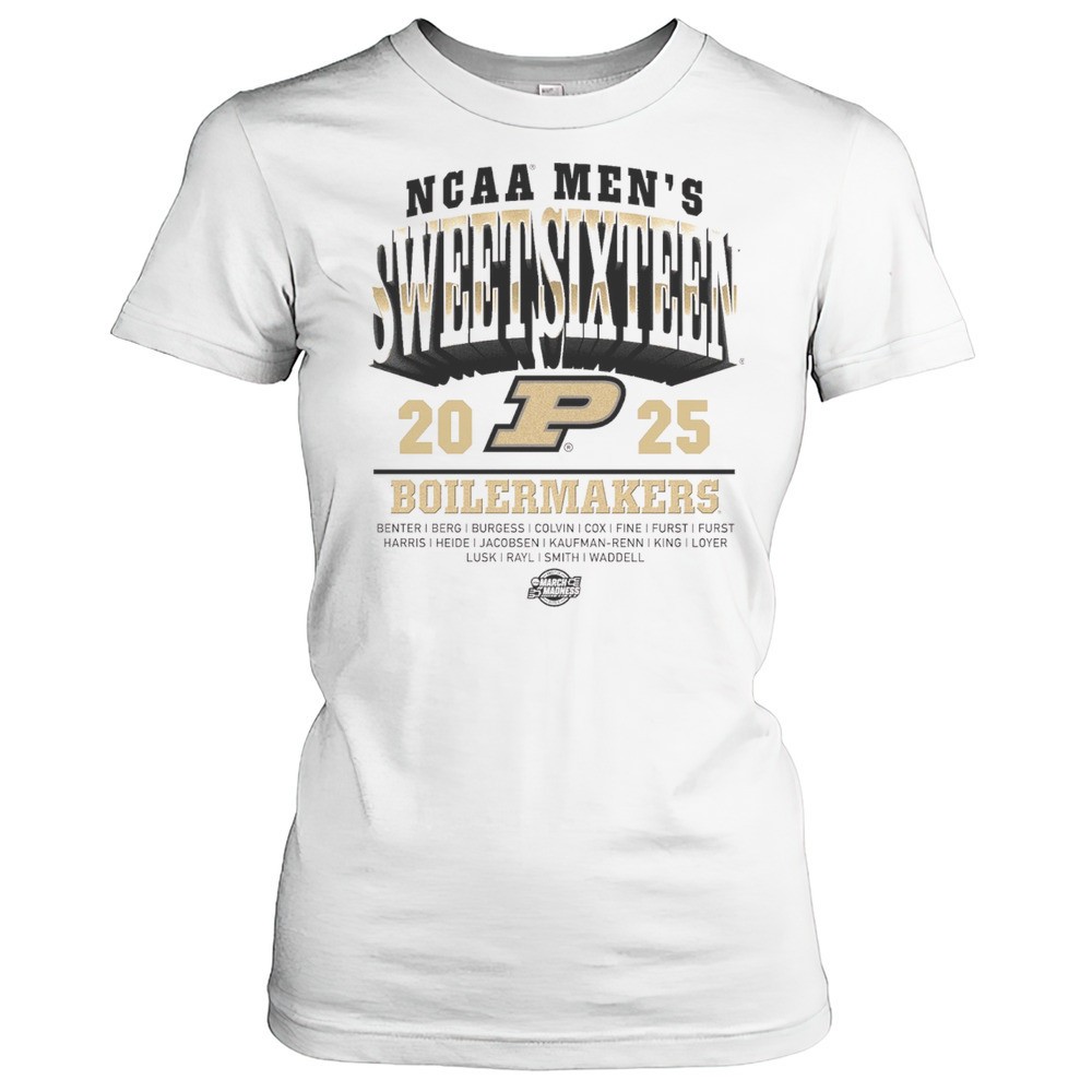 purdue-boilermakers-basketball-2025-ncaa-mens-sweet-sixteen-march-madness-benter-c50vjv4r Purdue Boilermakers Basketball 2025 NCAA Mens Sweet Sixteen March Madness Benter Berg Burgess Colvin Coxi T-shirt