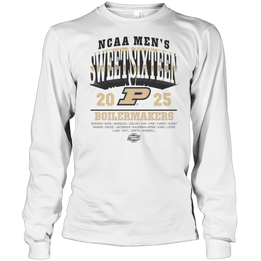 purdue-boilermakers-basketball-2025-ncaa-mens-sweet-sixteen-march-madness-benter-c50vjv4r Purdue Boilermakers Basketball 2025 NCAA Mens Sweet Sixteen March Madness Benter Berg Burgess Colvin Coxi T-shirt