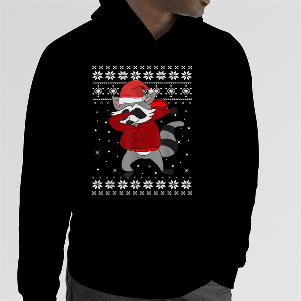 Raccoon Dabbing Dance Ugly Sweater Christmas Pajamas T-Shirt B0BMB6PJFY