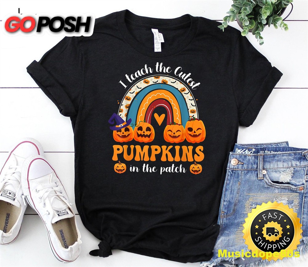 Rainbow I Teach The Cutest Pumpkins In The Patch Halloween T-Shirt