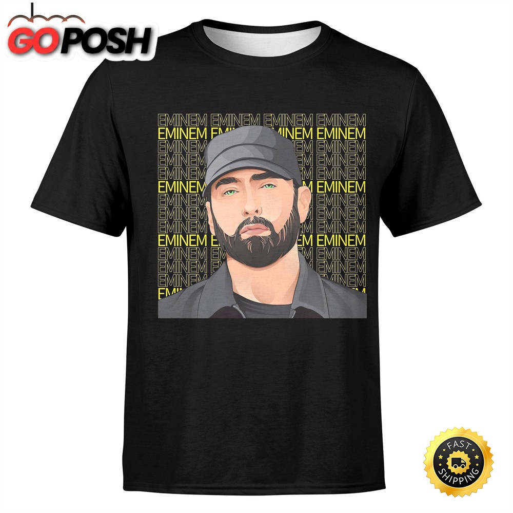 Rap God Eminem Name Pattern Black T-Shirt