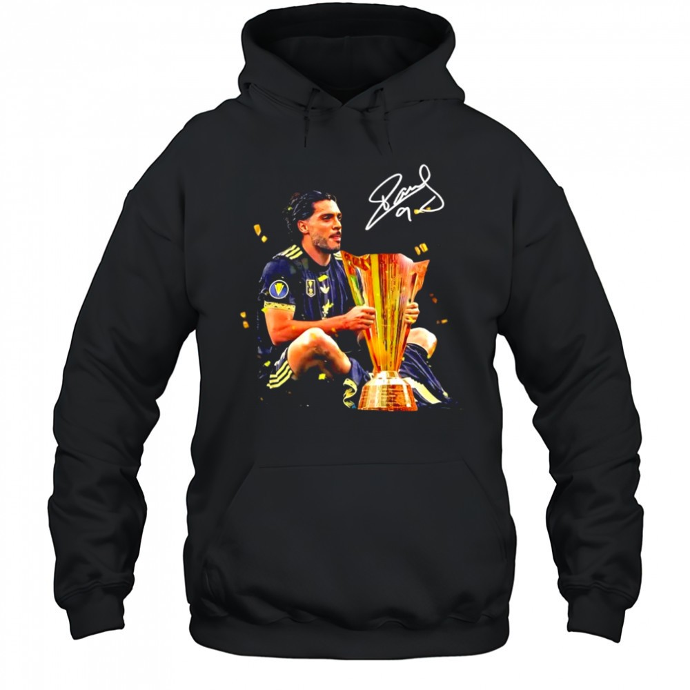 Raúl Jiménez holding Trophy Concacaf Gold Cup Mexico 2025 Champions signature shirt