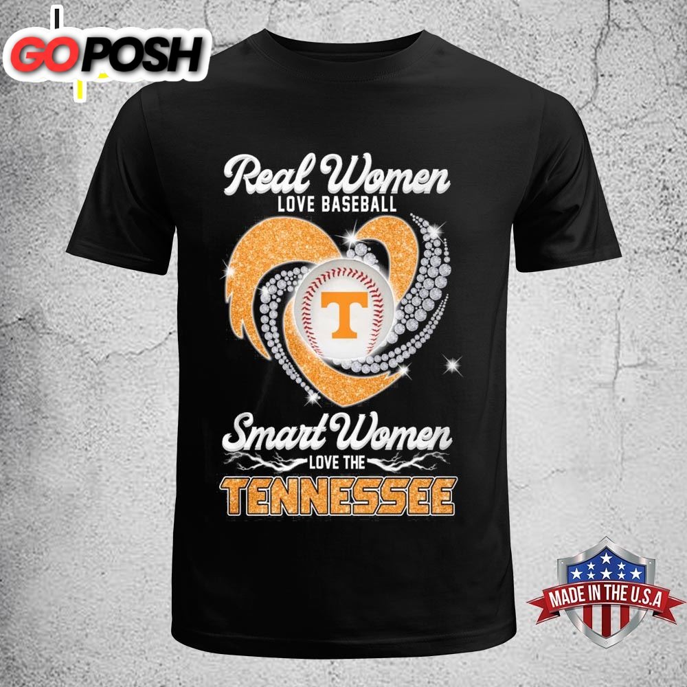 Real Women Love Baseball Smart Women Love The Tennessee Volunteers Diamonds Shirt