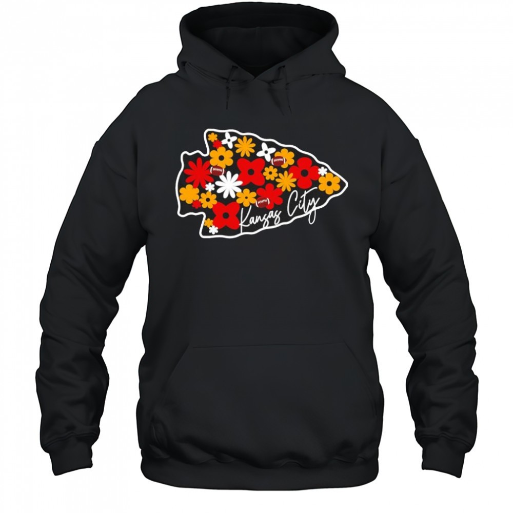 Red and Gold Floral Fill Kansas City Chiefs logo shirt
