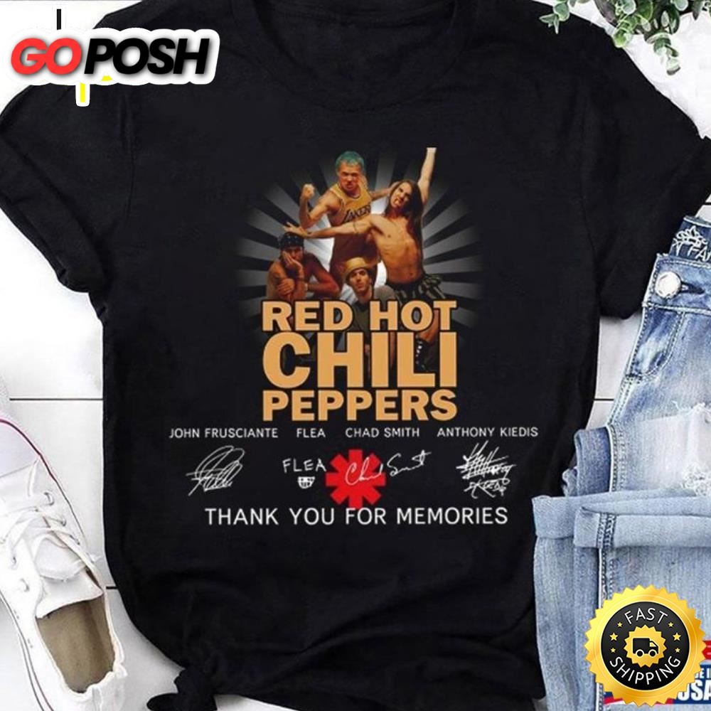 Red Hot Chili Peppers Band Signatures T-Shirt 2025 Tour Rhcp Rock Shirt
