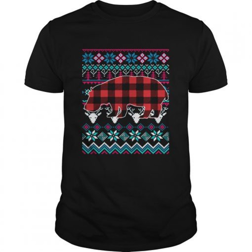 red-plaid-hippo-ugly-christmas-shirt-xvm2wh33 Red Plaid Hippo Ugly Christmas Shirt