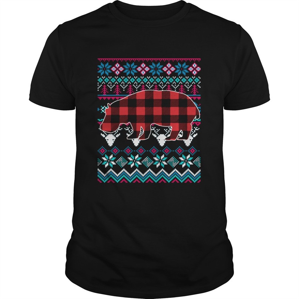 red-plaid-hippo-ugly-christmas-shirt-xvm2wh33 Red Plaid Hippo Ugly Christmas Shirt