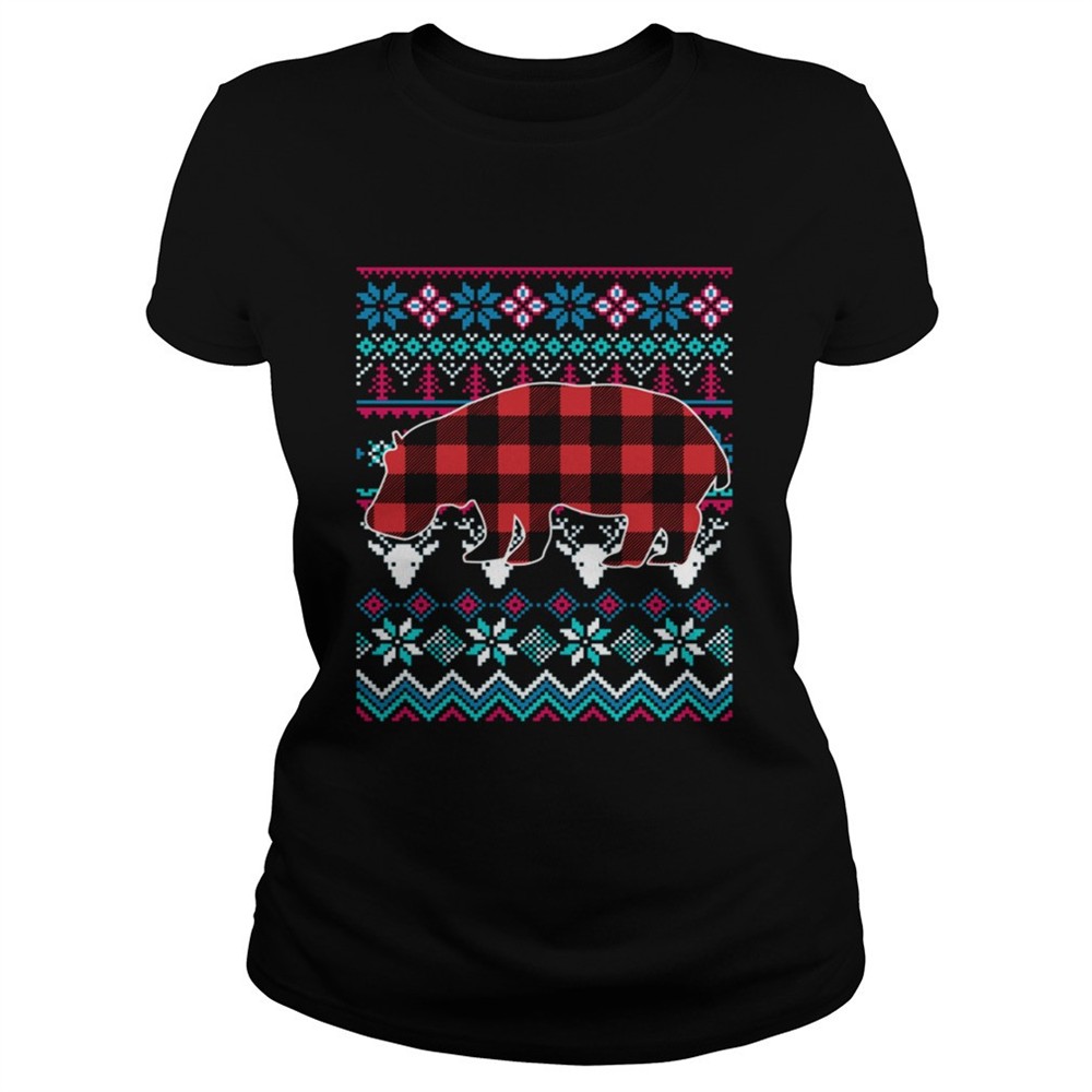 red-plaid-hippo-ugly-christmas-shirt-xvm2wh33 Red Plaid Hippo Ugly Christmas Shirt