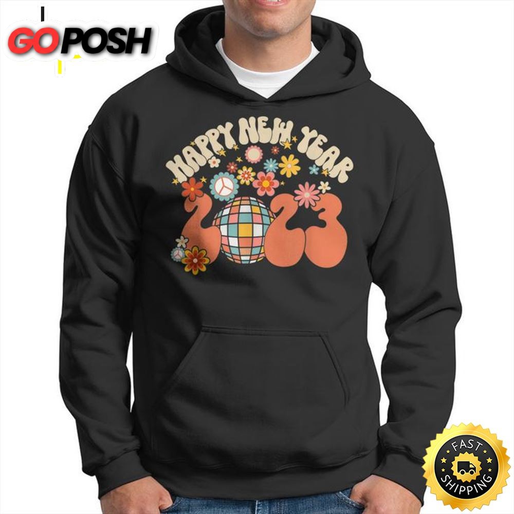 Retro Groovy Happy New Year 2025 Nye New Years Eve Pajamas Unisex Basic T-shirt