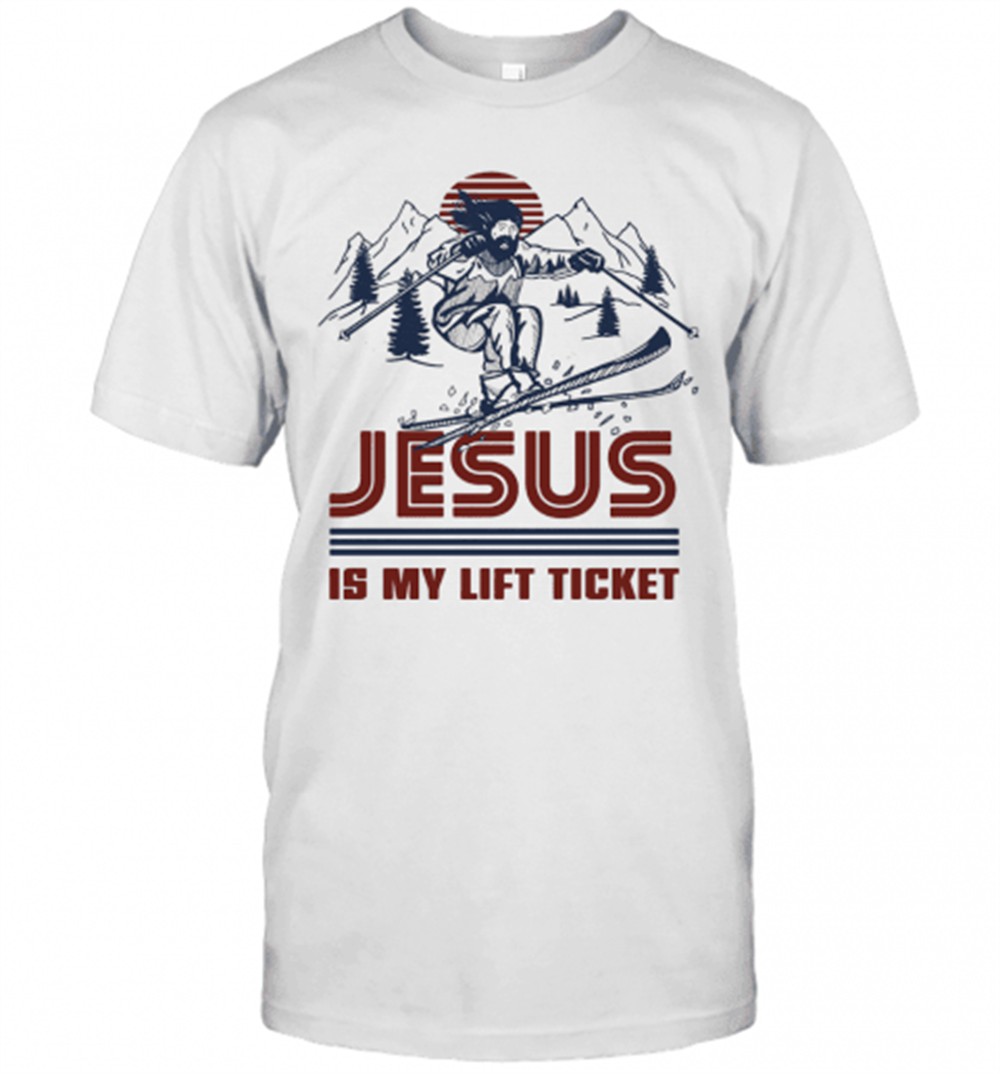Retro Skiing Jesus Is My Lift Ticket T-Shirt