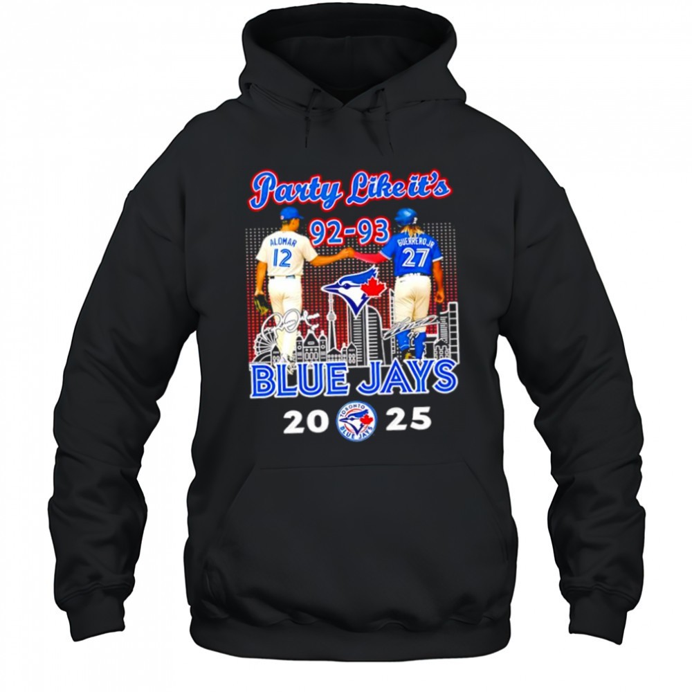 Roberto Alomar & Vladimir Guerrero Jr. Toronto Blue Jays party like its 92 93 signatures players shirt