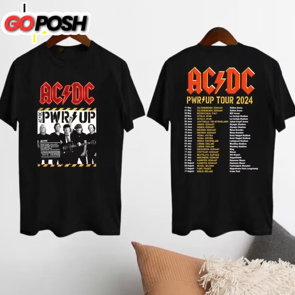 Rock Band Acdc Tour 2024 Acdc Pwr Up World Tour 2024 Shirt