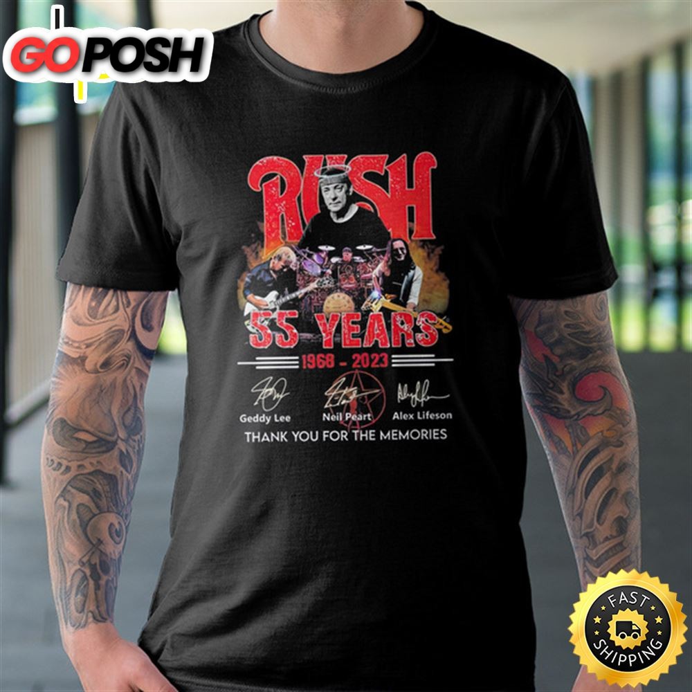 Rock Canada Rush 55 Years 1968 2025 Thank You For The Memories Signatures Unisex T-shirt
