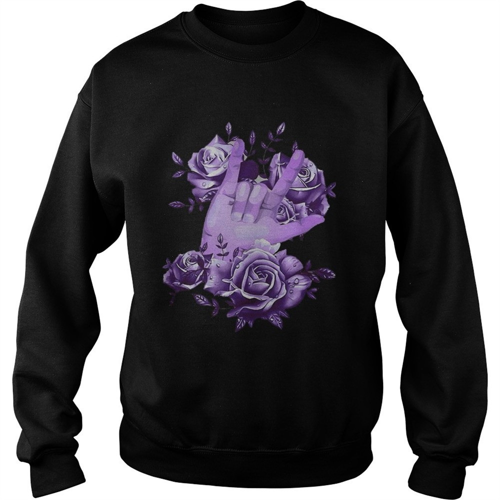 Rock N Roll Sign Language Purple Roses Shirt