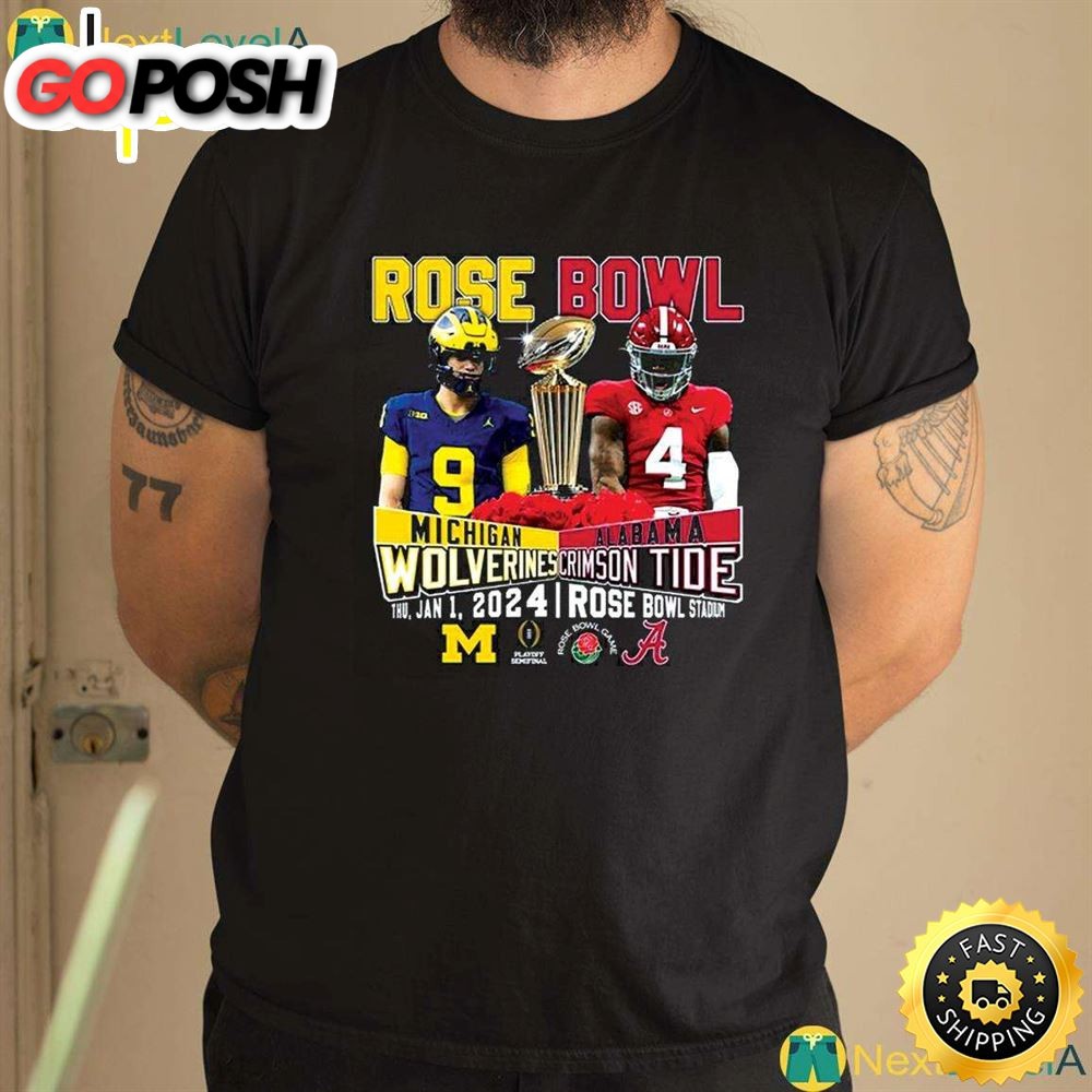 Rose Bowl Michigan Wolverines Vs Alabama Crimson Tide Thu Jan 1 2025 Rose Bowl Stadium Shirt