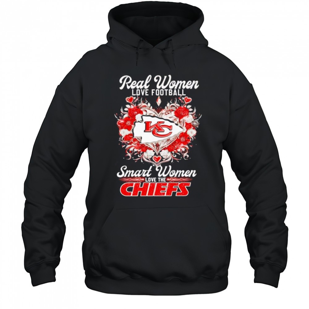 Rose heart real women love football smart women love the Chiefs shirt