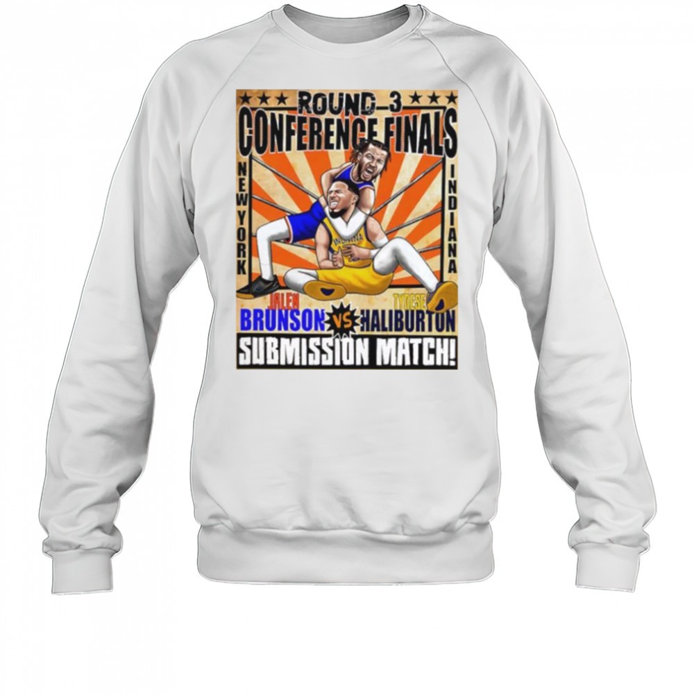 round-3-conference-finals-jalen-brunson-vs-tyrese-haliburton-submission-match-ca-vl5xavpq Round 3 Conference Finals Jalen Brunson vs Tyrese Haliburton submission match caricature shirt