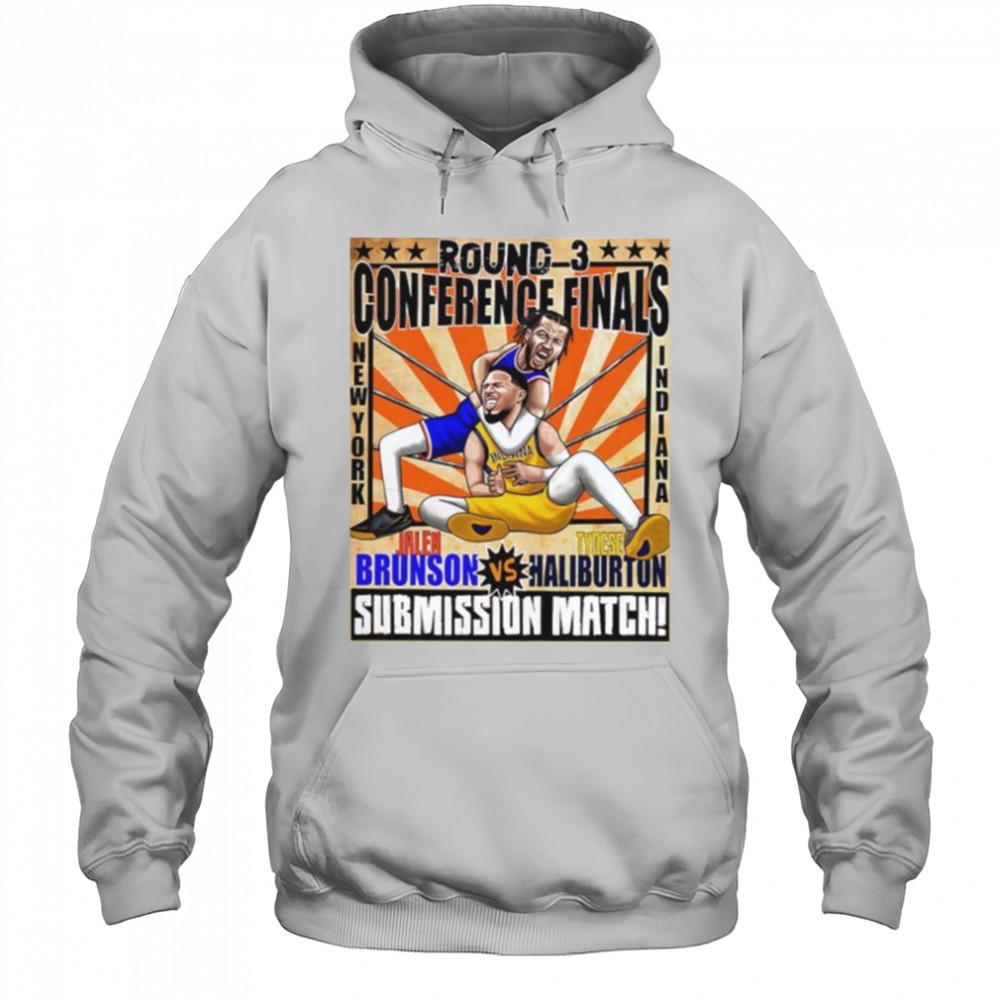 Round 3 Conference Finals Jalen Brunson vs Tyrese Haliburton submission match caricature shirt